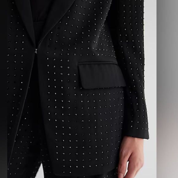 EXPRESS: Rhinestone Studded Notch Lapel Boyfriend Blazer - Picture 4 of 5